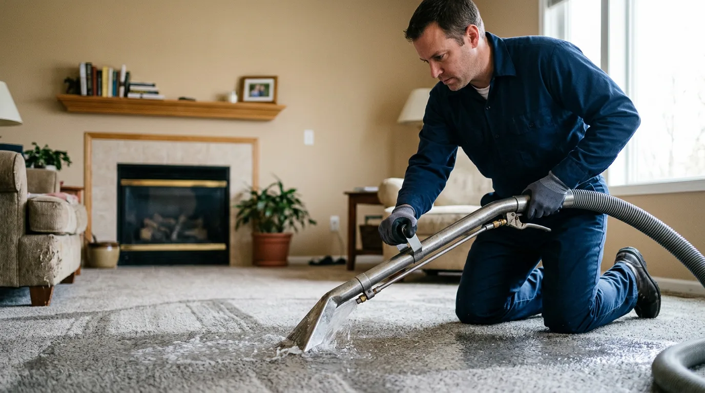 Water damage restoration technician working near Green Camp, OH